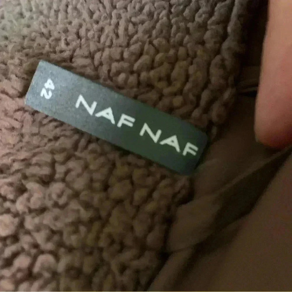 Naf Naf Brown Long Puffer Coat Size 42 - Picture 14 of 15